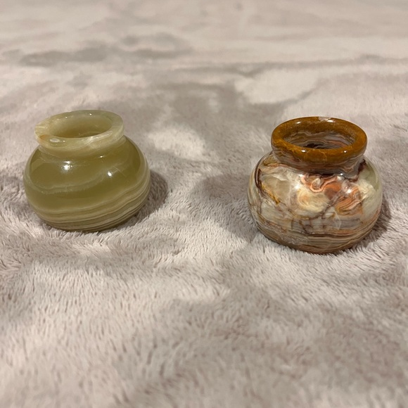 Other - Two Small Natural Stone Round Vases